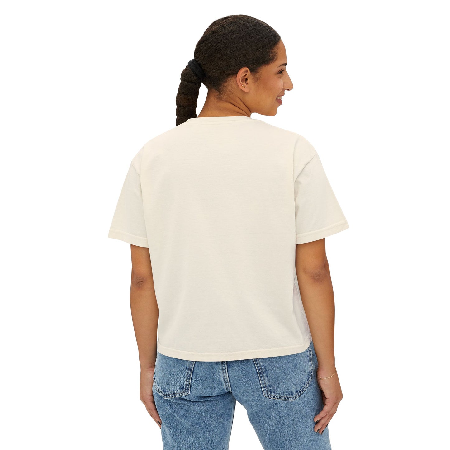 Heart Print Women's Boxy Tee, Casual Shirt, Gift for Her, Summer Fashion, Relaxed Fit Top, Everyday Wear